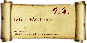Ivicz Héliosz névjegykártya